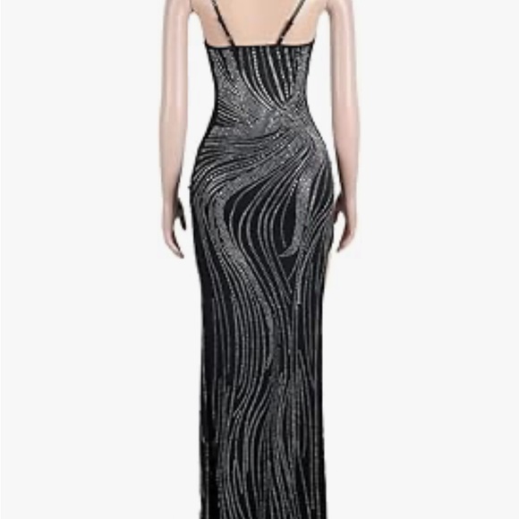 Elegant Black Sheer Beaded Dress - Extra Large Stretch Cocktail Party Dress XL - Picture 10 of 11